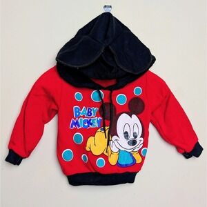 Vintage Disney Babies Baby Mickey Mouse 90s 80s Hoodie Ears Pullover 9 Months